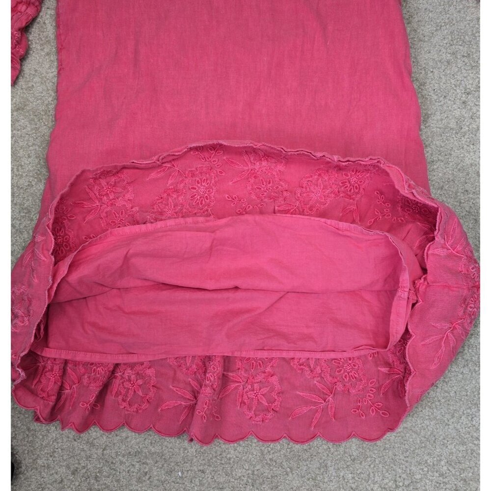 Vineyard Vines Dyed Pink Embroidered Flutter Sleeve Linen Blend Lined Dress Sz 8 - Picture 5 of 7